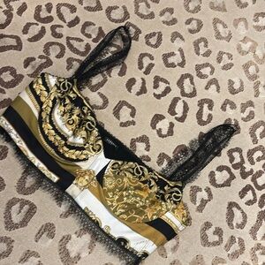 Versace Black and Gold Bustier baroque design. No size fits like 42/6 $2800